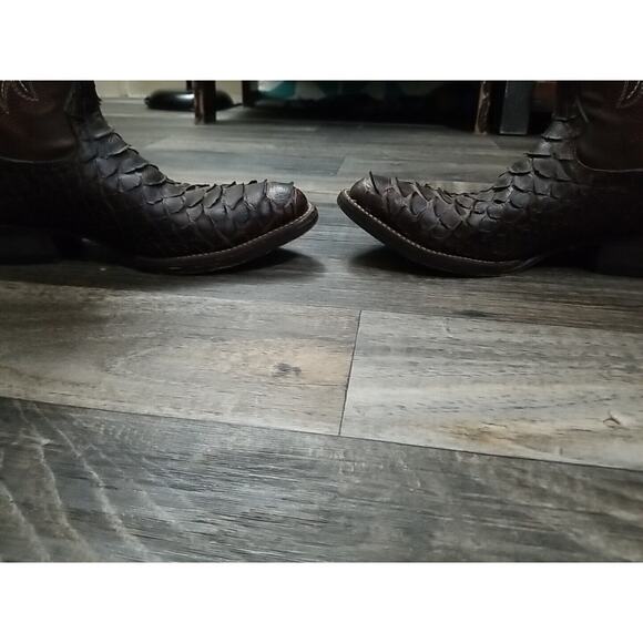 Mens Genuine Python Quality Handcrafted Western Brown Longhorn Boots Size 7 main image 10